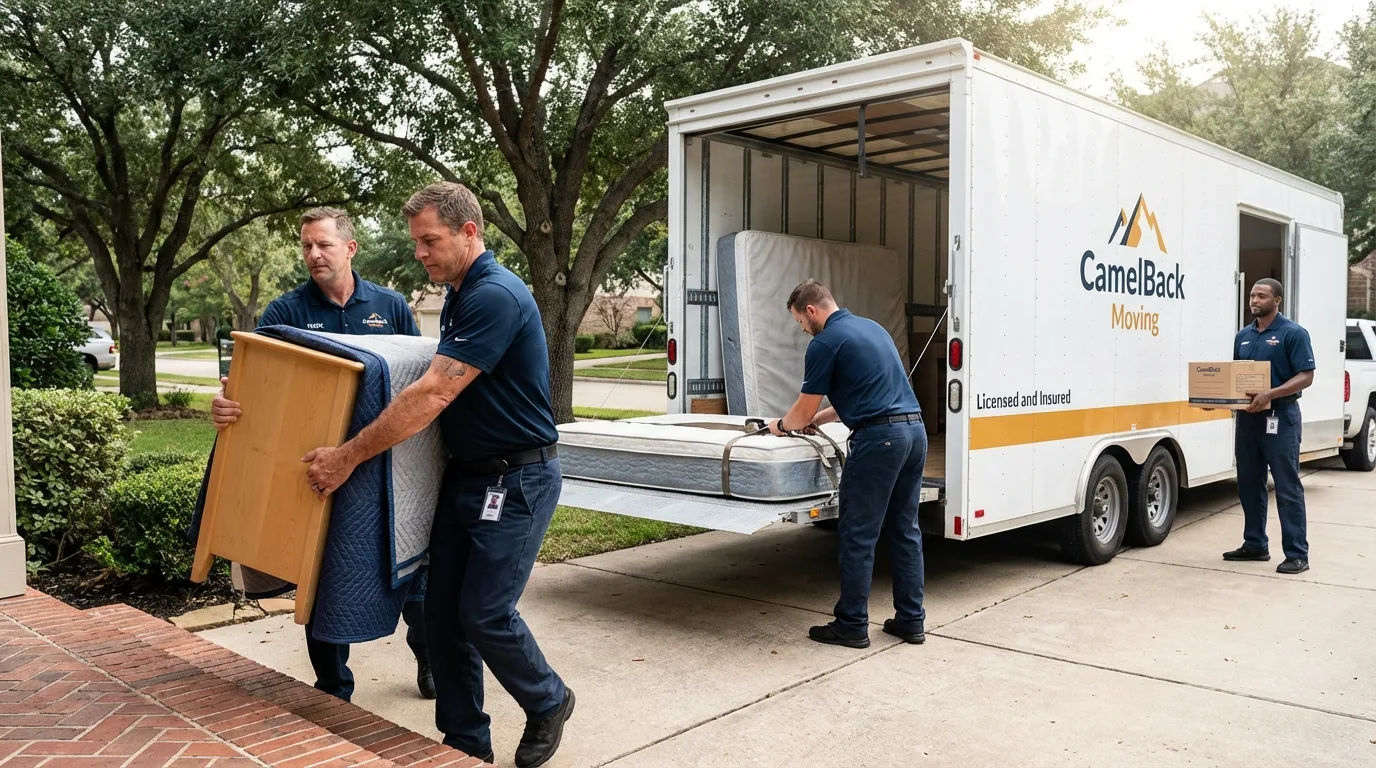 Crew loading residential truck for cross-state move from Saint Joseph, MI