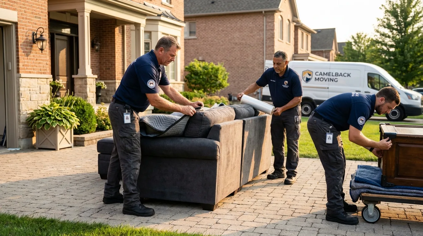 Large estate moving crew wrapping furniture in Saint Joseph, MI