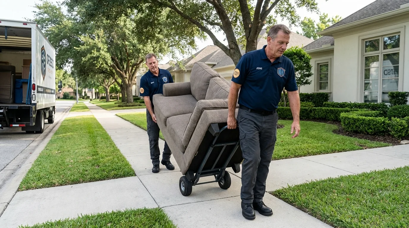 Local residential moving crew loading furniture in Saint Joseph, MI